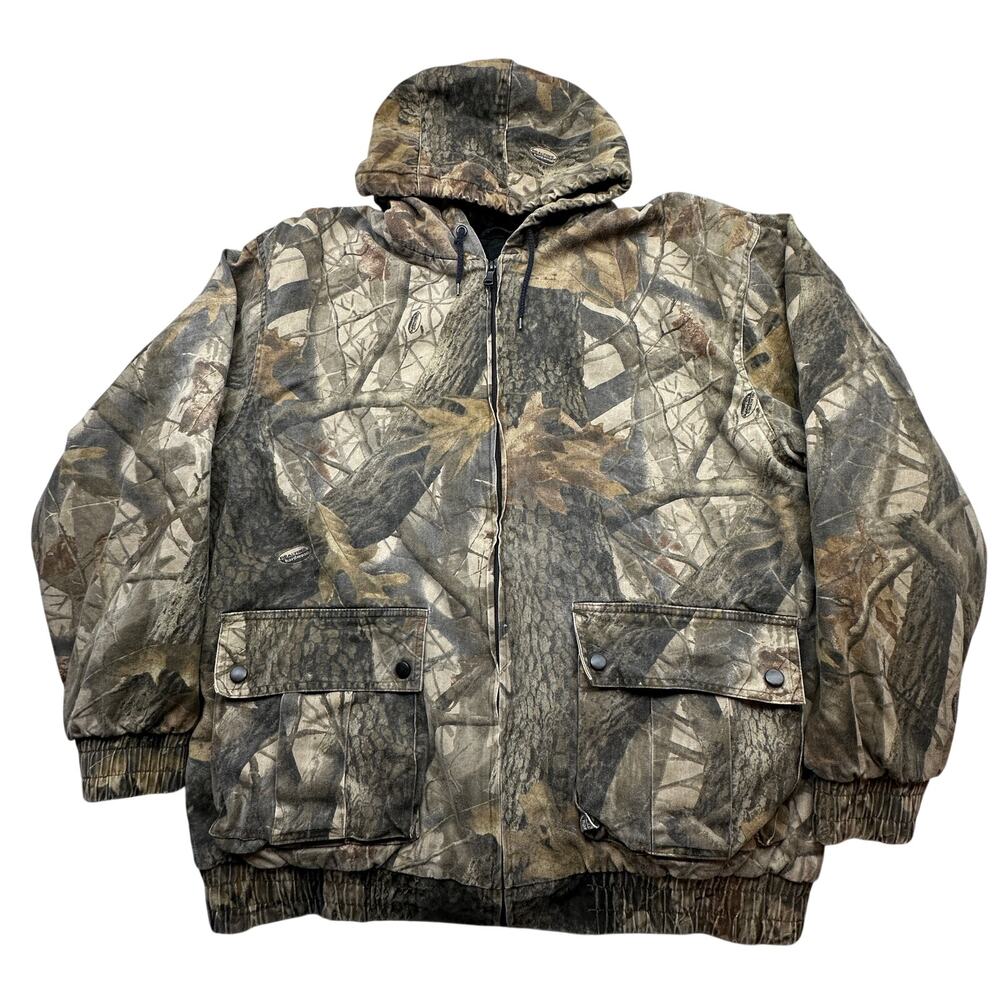 Outfitters Ridge Realtree Hooded Camo Jacket Men Large Hunting Quilt Lined